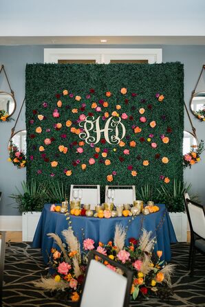Monogrammed Backdrop for Sweetheart Table at Georgia Wedding