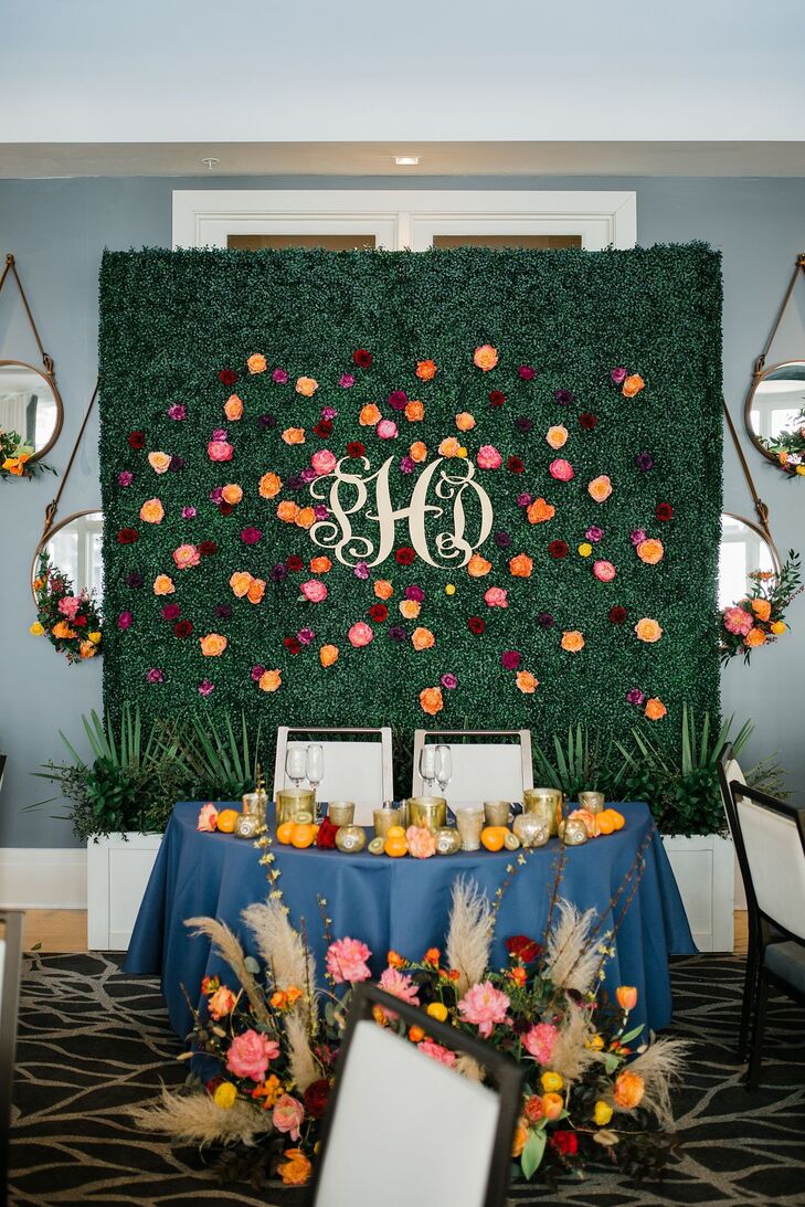 Monogrammed Backdrop for Sweetheart Table at Georgia Wedding