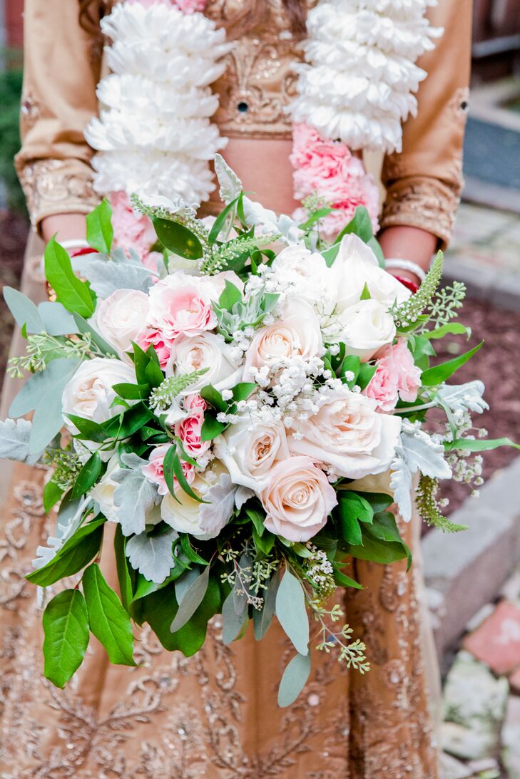 Classic Rose, Veronica and Dusty Miller Bouquet