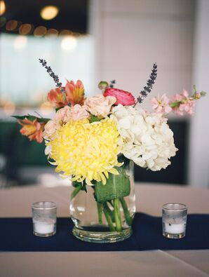Yellow Chrysanthemum and White Hydrangea Centerpieces