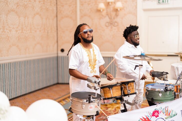 A Trinidad and Tobago Rhythm Section Duo Perform at Ballroom Reception