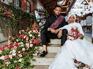 Incorporating as much bougainvillea as possible was the goal for Malika (a journalist) and Antar (a photographer) with their “pops of pink”-themed wed