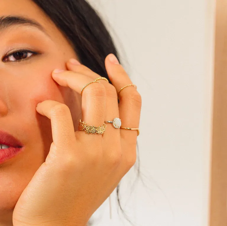 gold cluster floral ring