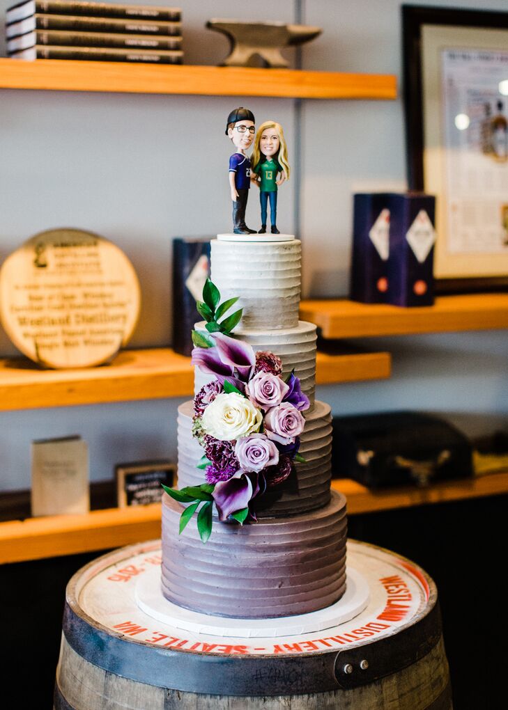 Purple Ombré Cake with Custom Topper