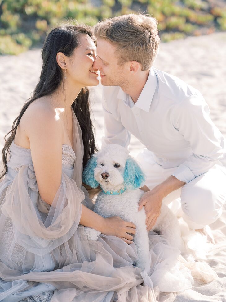 Couple Sharing Kiss at Beach Wedding in San Diego