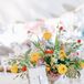 Framed Table Number and Arrangement of Bright, Colorful Wildflowers