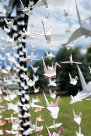 DIY Paper-Crane-Adorned Wedding Arbor