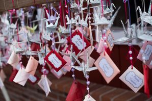 Pink and Red Paper Crane Escort Cards
