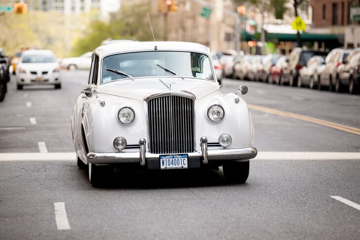 To play up classic feel of their wedding, Marielle arrived to the ceremony in a vintage 1958 Bentley.