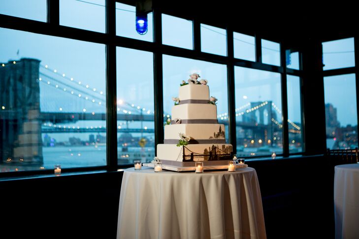 Square Wedding Cake with the Manhattan Skyline