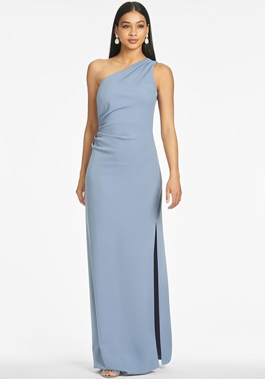 Sachin & Babi Cece Gown - Slate Blue One Shoulder Bridesmaid Dress - 4