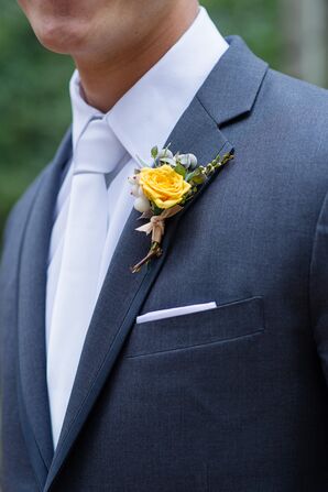 Simple Single Yellow Rose Boutonniere
