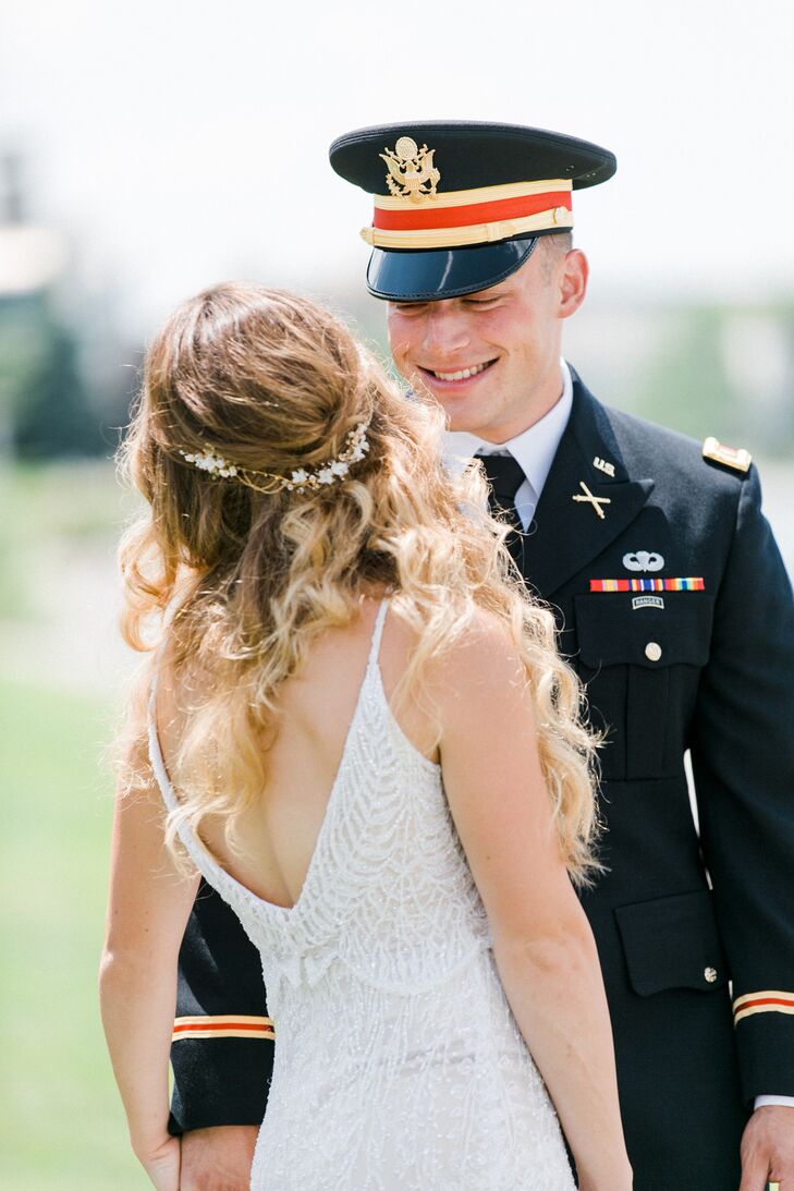 Bride and Groom at Lakefront Wedding