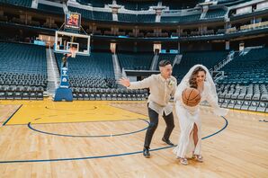 Couple Playing Basketball on the Golden State Warriors' Court in San Francisco