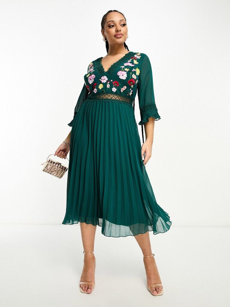 Green floral plus size wedding guest dress from ASOS DESIGN