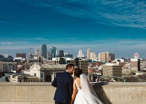 Bride and Groom With Kansas City Skyline View