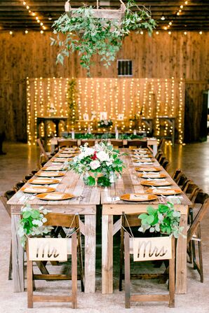 String Lights and Farm Tables Filled the Barn at Allen Farmhaus Wedding