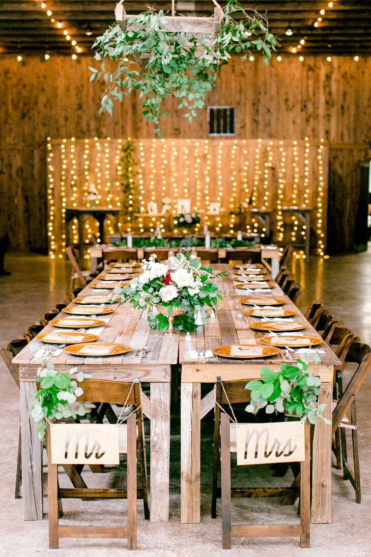 String Lights and Farm Tables Filled the Barn at Allen Farmhaus Wedding