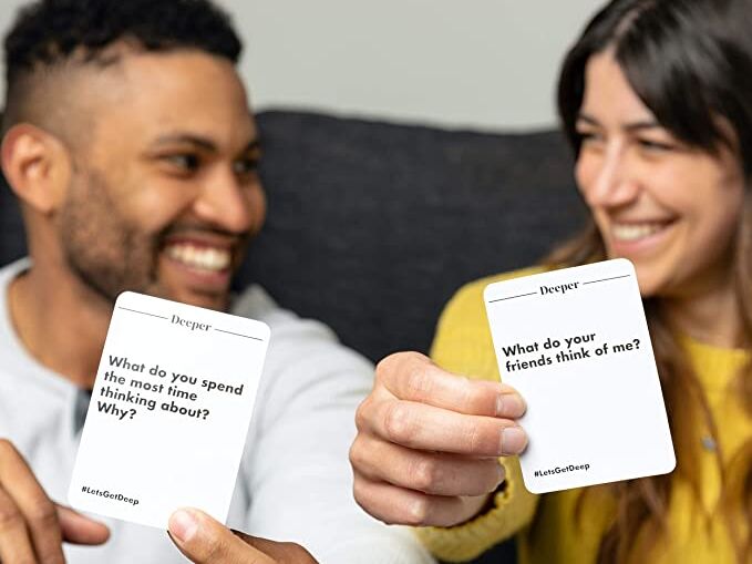 Couples card game that poses deep conversation questions last-minute anniversary gift