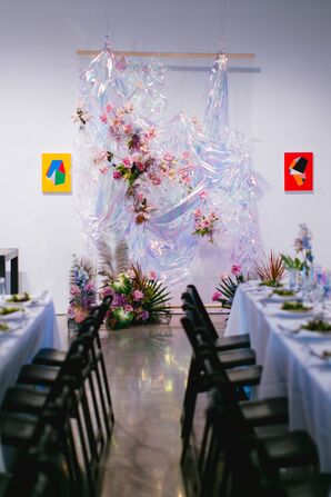 Whimsical Wedding Reception at Art Exhibition