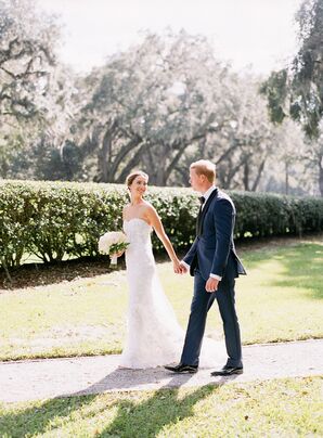 Corseted Lace Column Gown