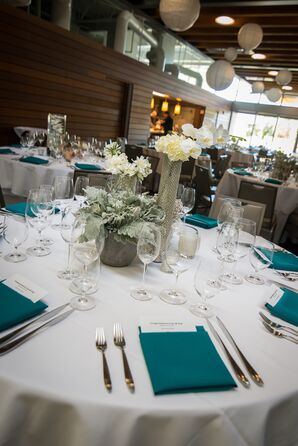 Ivory and Green Flower Centerpieces