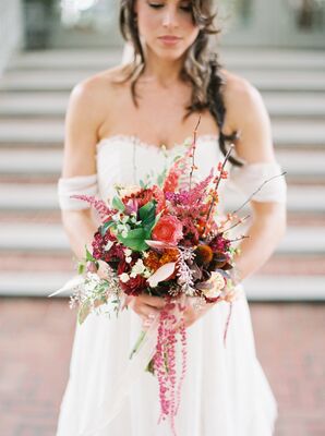 Organic Red and Pink Bridal Bouquet