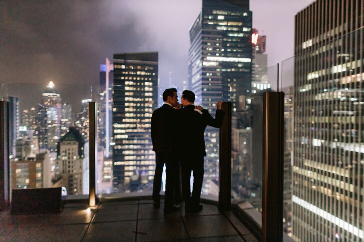 Modern Same-Sex Rooftop Reception in New York City