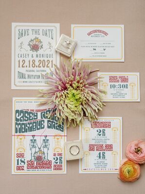 Retro Wedding Invitation Suite Inspired by the Grateful Dead