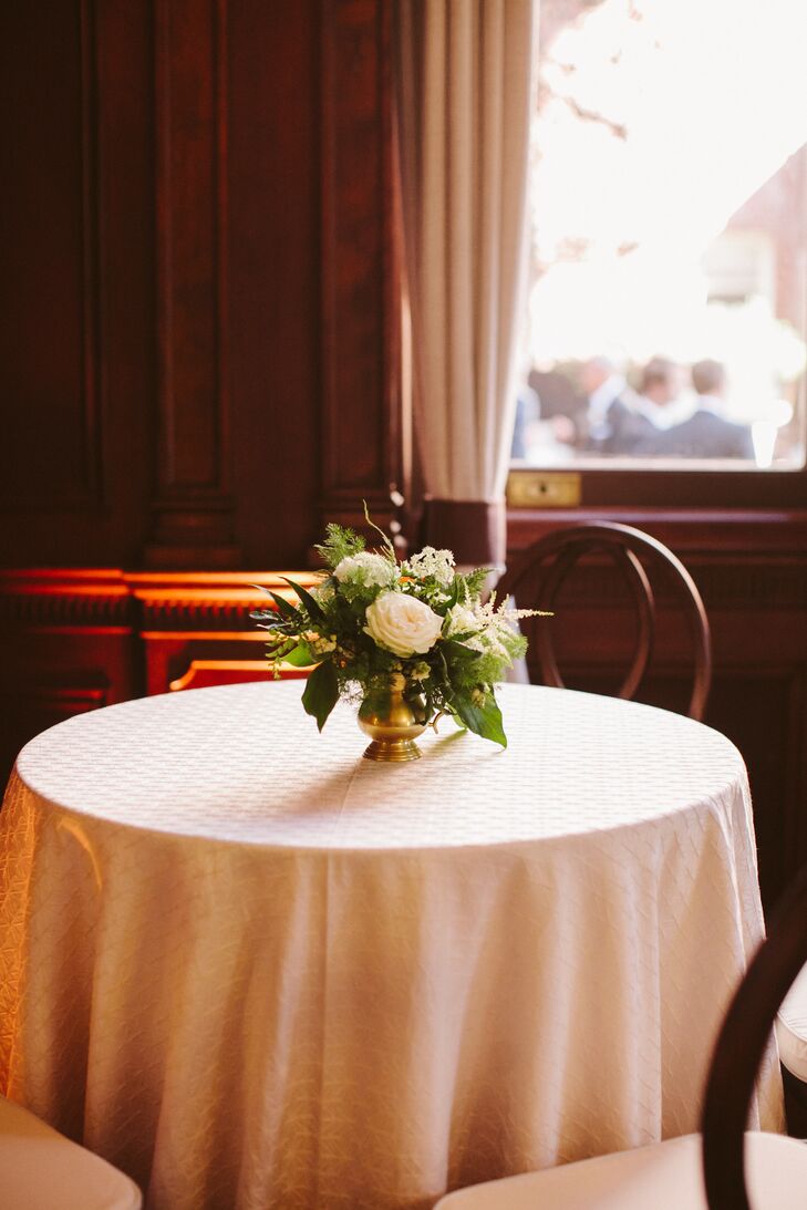 Ivory and Green Gold Vase Centerpiece