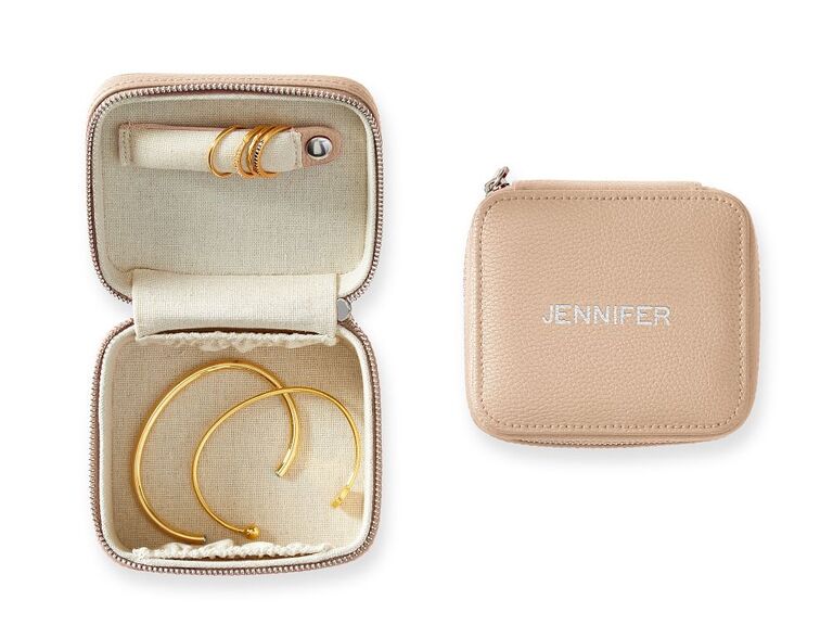 Embroidered travel jewelry case wedding gift for bridesmaids