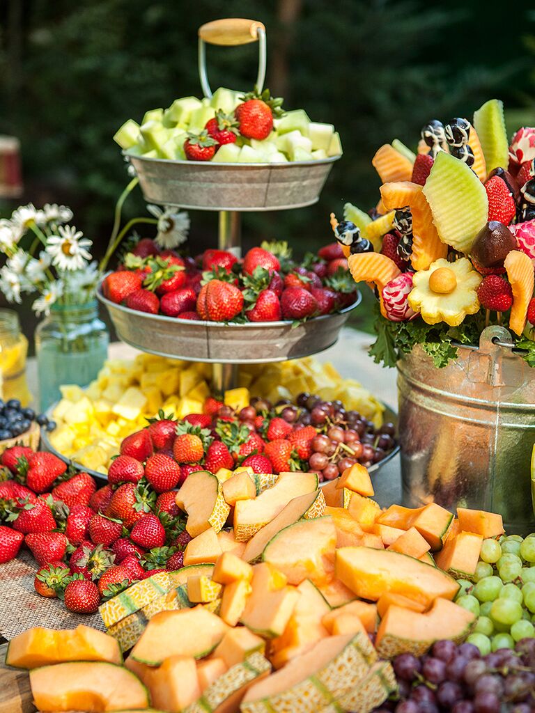 Fresh fruit wedding reception appetizer station