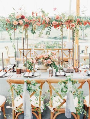 Canopy of Roses, Cosmos and Pokeweed at Sweetheart Table