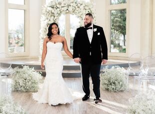 Pharra and Roderick, both big Disney fans, celebrated their real-life fairy tale with a glam black-and-white wedding at Knotting Hill Place in Little 