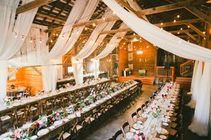 Draped White Linens and String Lights