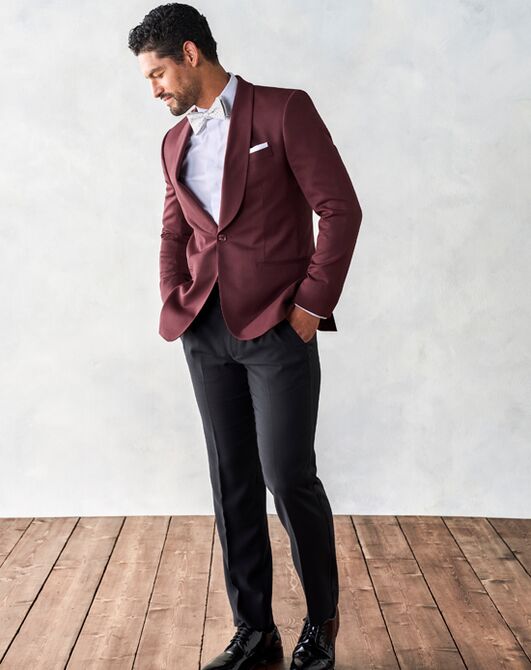 The Black Tux Burgundy Shawl Jacket Tuxedo Red Tuxedo - 4