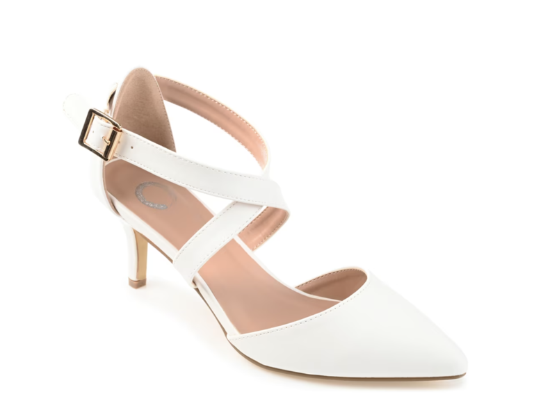 Leather criss cross strap heels