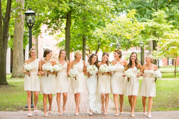 Ivory Wedding Dress and Bridesmaid Dresses