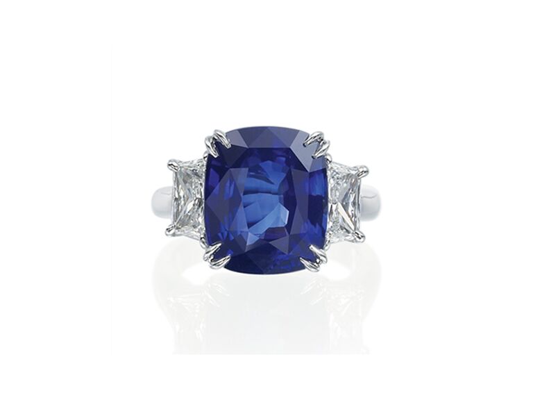 sapphire three stone engagement ring
