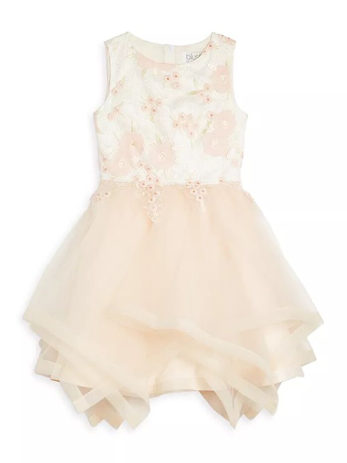 bloomingdales cream and floral embroidered flower girl dress 