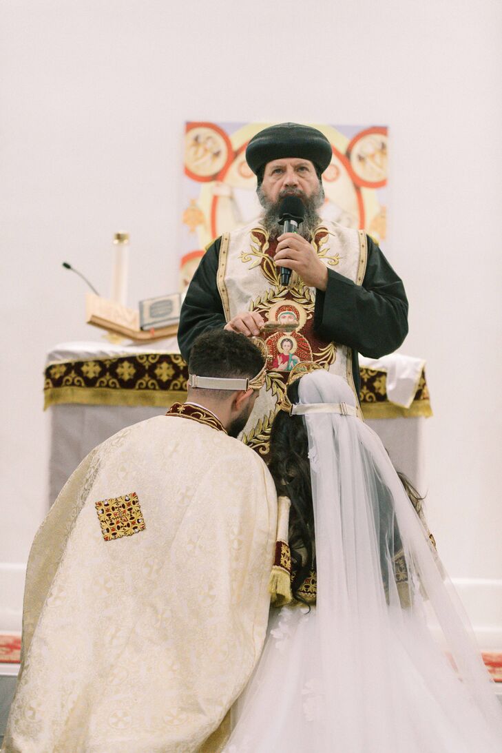 Officiant Speaking During Egyptian Coptic Orthodox Ceremony