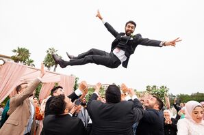 Groom Thrown in Air During Zaffeh Wedding Entrance