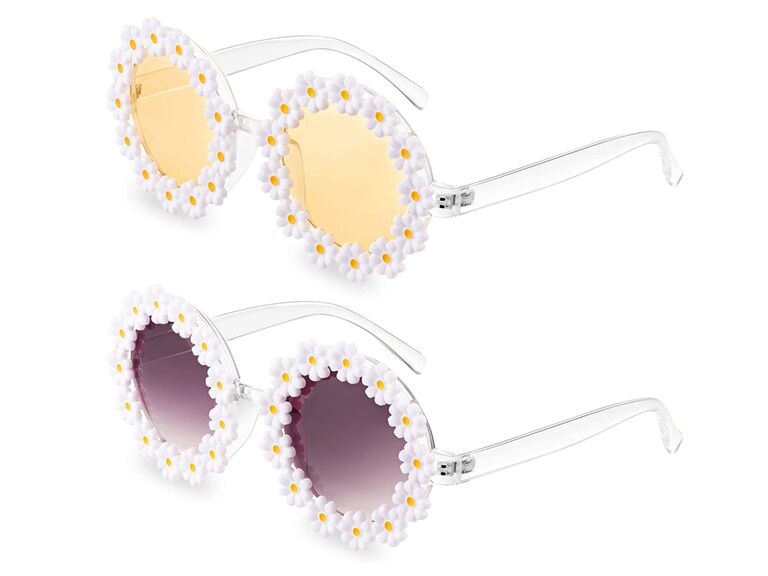 amazon daisy circular bride sunglasses with yellow and purple lenses