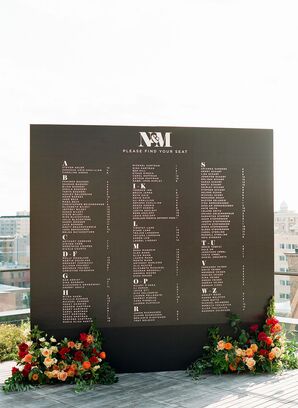 Large Black Acrylic Seating Chart at The LINE Hotel in Washington, DC
