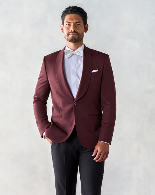 The Black Tux Burgundy Shawl Jacket Tuxedo Red Tuxedo - 5