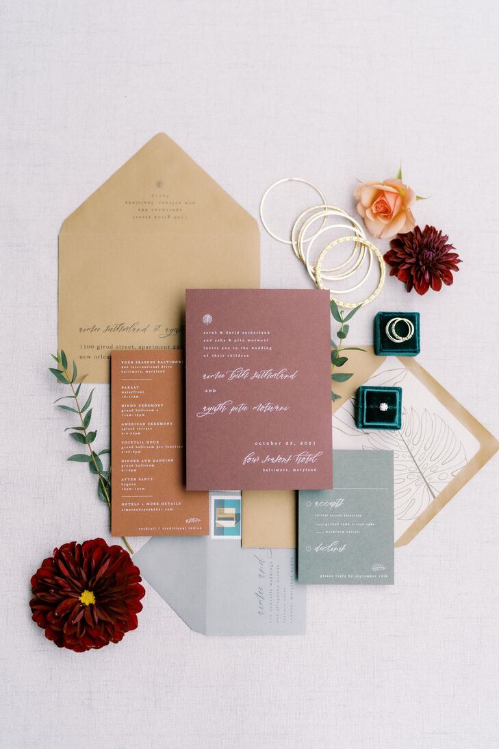 Fall Wedding Invitations With Autumnal Color Palette