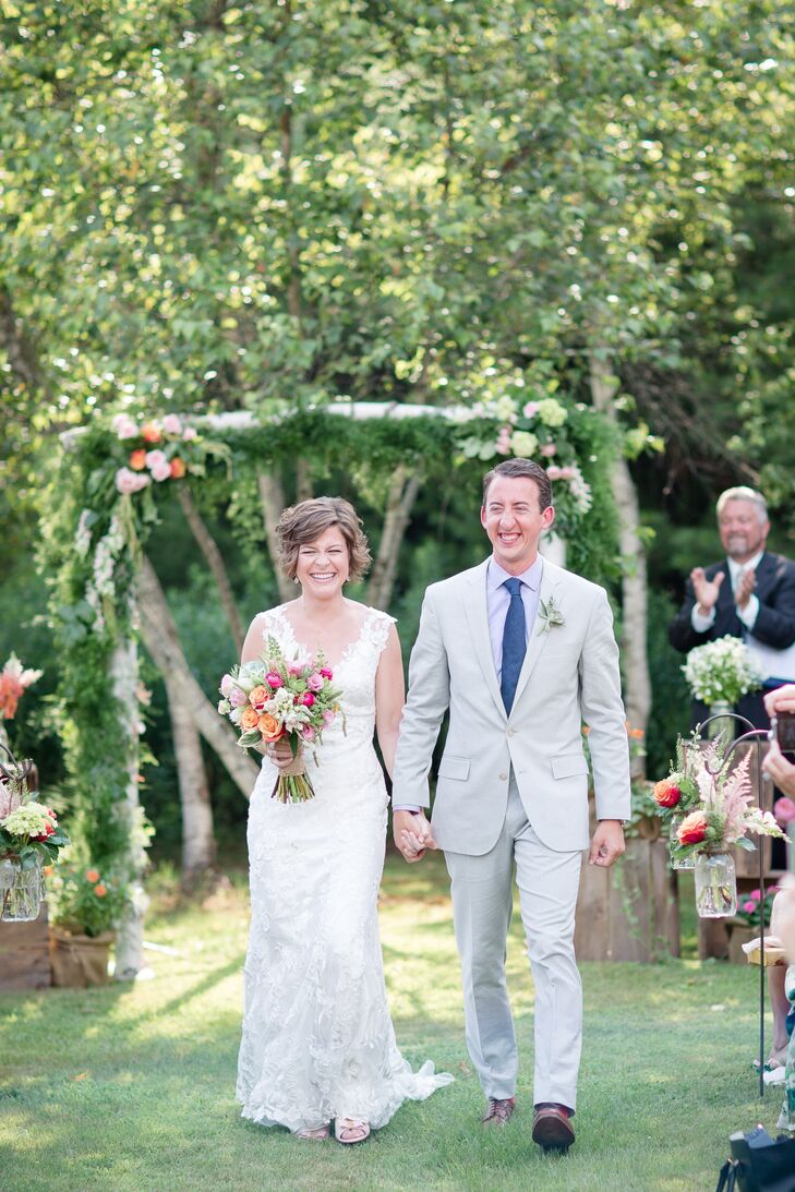 Nicki and Peter were glowing of pure happiness as they walked down the aisle.