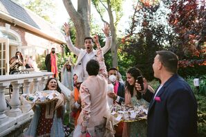 Guests Celebrating During Backyard Minimony in Westbury, New York