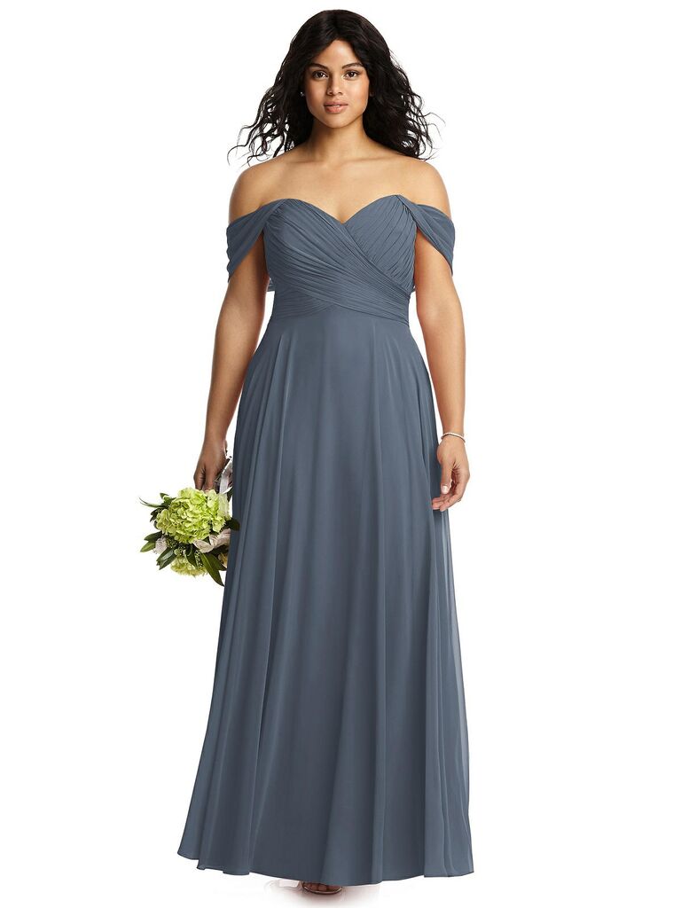 blue gray long dress