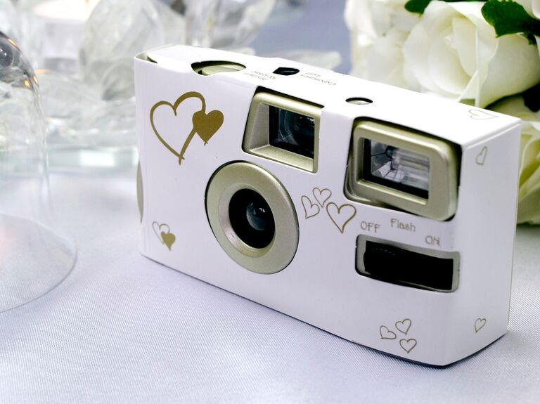 Disposable camera on wedding guest table